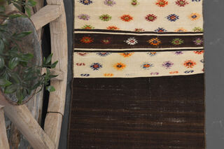 Brown Kilim Narrow Runner Carpet - Thumbnail