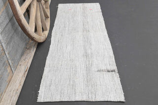 Gray Solid Vintage Kilim Rug - Thumbnail