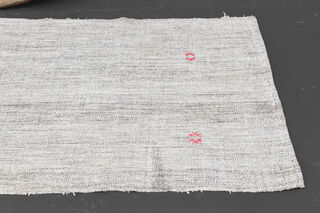 Gray Solid Vintage Kilim Rug - Thumbnail