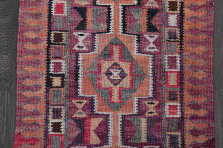 Purple Flatweave Runner Rug - 1980s