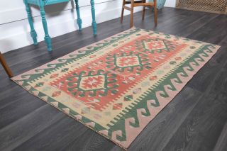 Pastel Colored Vintage Kilim Rug - Thumbnail