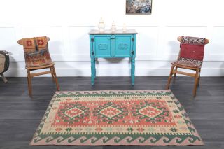 Pastel Colored Vintage Kilim Rug - Thumbnail