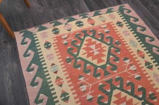 Pastel Colored Vintage Kilim Rug - Thumbnail