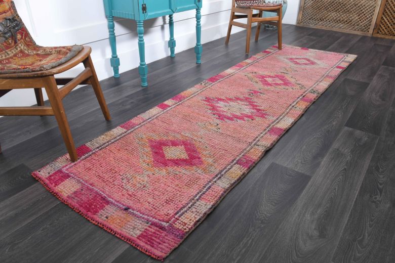 Pink Vintage Oushak Runner Rug