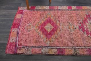 Pink Vintage Oushak Runner Rug - Thumbnail