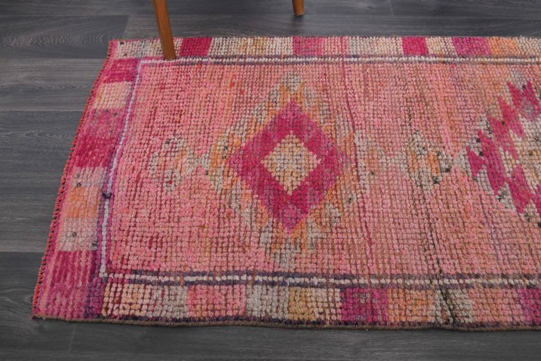 Pink Vintage Oushak Runner Rug