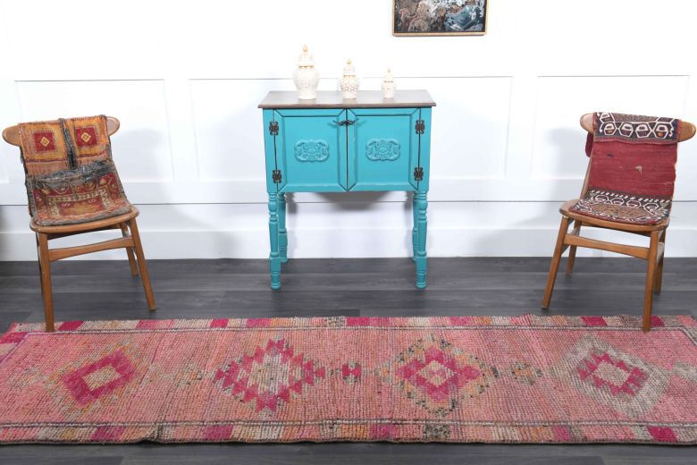 Pink Vintage Oushak Runner Rug