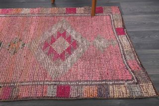 Pink Vintage Oushak Runner Rug - Thumbnail