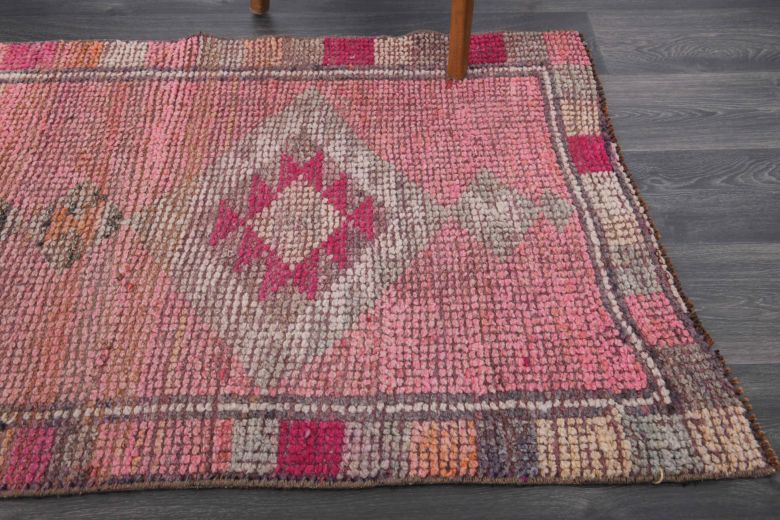 Pink Vintage Oushak Runner Rug