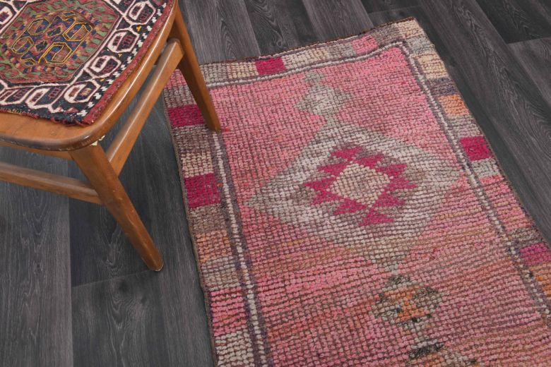 Pink Vintage Oushak Runner Rug