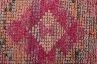 Pink Vintage Oushak Runner Rug - Thumbnail