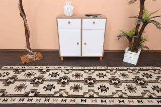 Boho Chic - White Oushak Runner Rug - Thumbnail