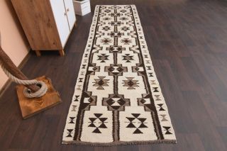 Boho Chic - White Oushak Runner Rug - Thumbnail