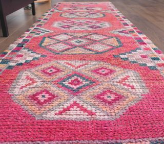 Hand-Knotted Pink Vintage Runner - Thumbnail