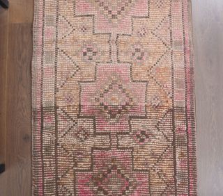 Antique Anatolian Faded Runner Rug - Thumbnail