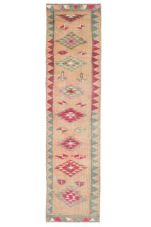 Peach Colored - Oushak Runner Rug - Thumbnail