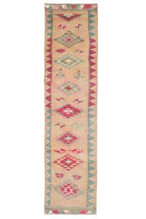 Peach Colored - Oushak Runner Rug - Thumbnail