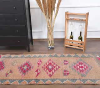 Peach Colored - Oushak Runner Rug - Thumbnail