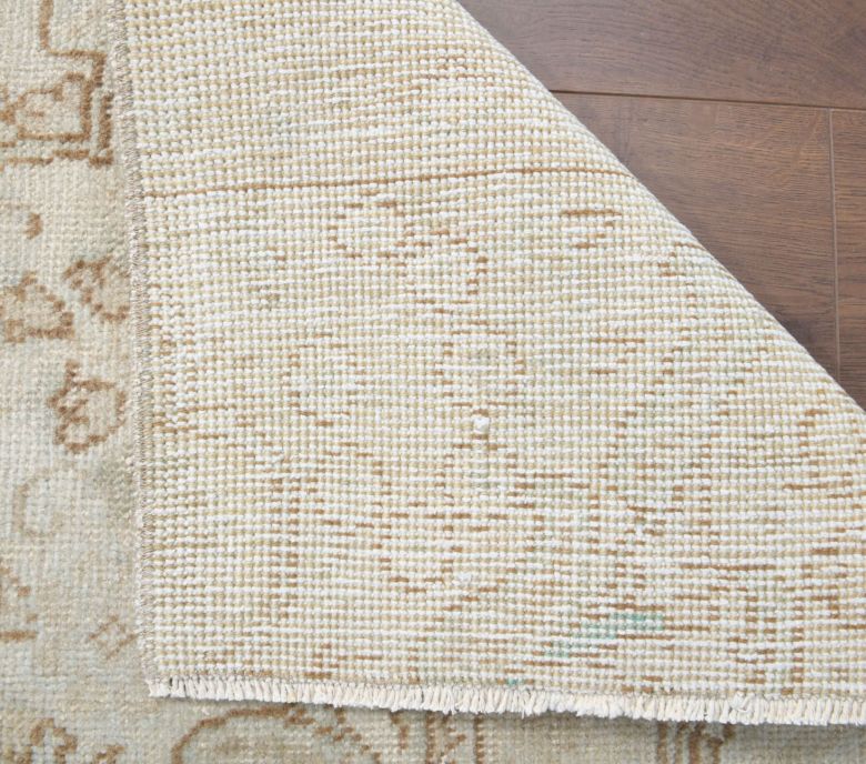 Beige Floral Oushak Runner Rug