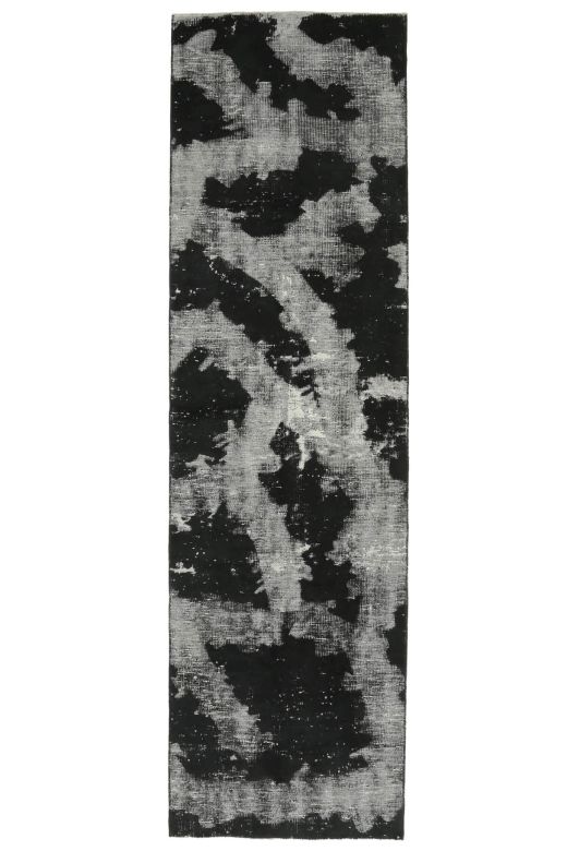 Distressed Black Anatolian Runner Rug