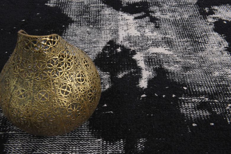 Distressed Black Anatolian Runner Rug