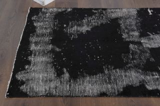 Distressed Black Anatolian Runner Rug - Thumbnail