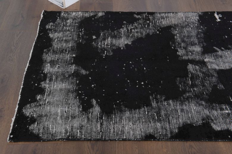 Distressed Black Anatolian Runner Rug