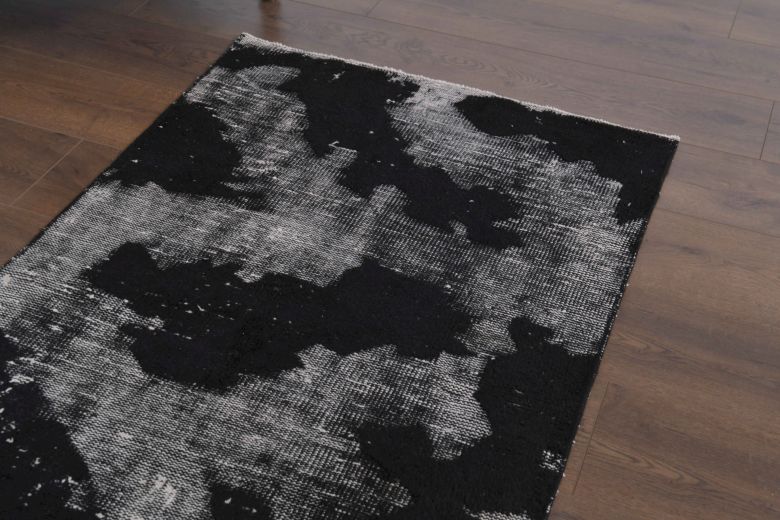 Distressed Black Anatolian Runner Rug