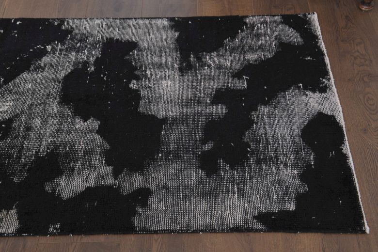 Distressed Black Anatolian Runner Rug