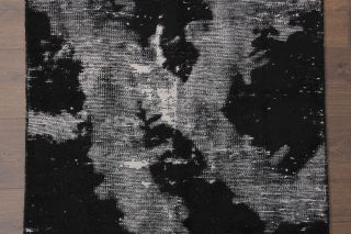 Distressed Black Anatolian Runner Rug - Thumbnail