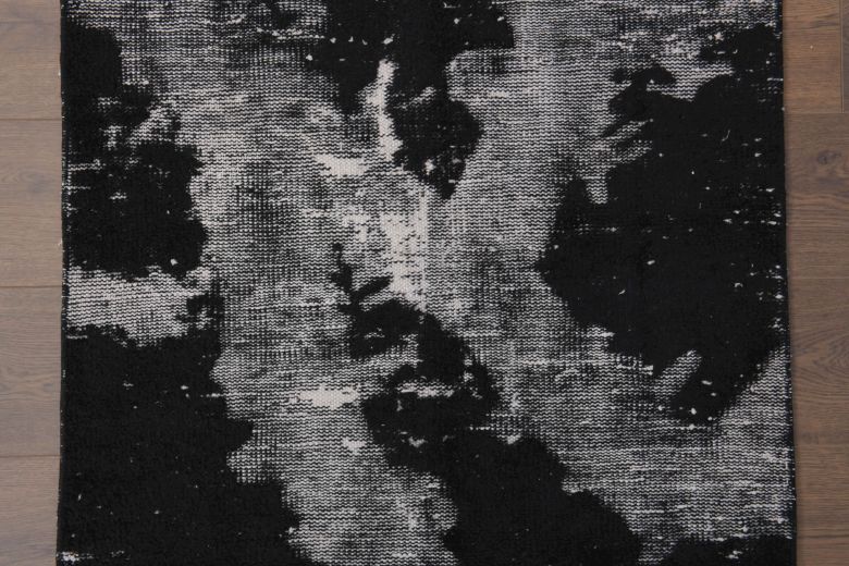 Distressed Black Anatolian Runner Rug