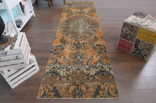 Orange Oriental Oushak Runner Rug - Thumbnail