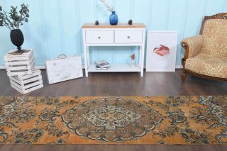 Orange Oriental Oushak Runner Rug - Thumbnail