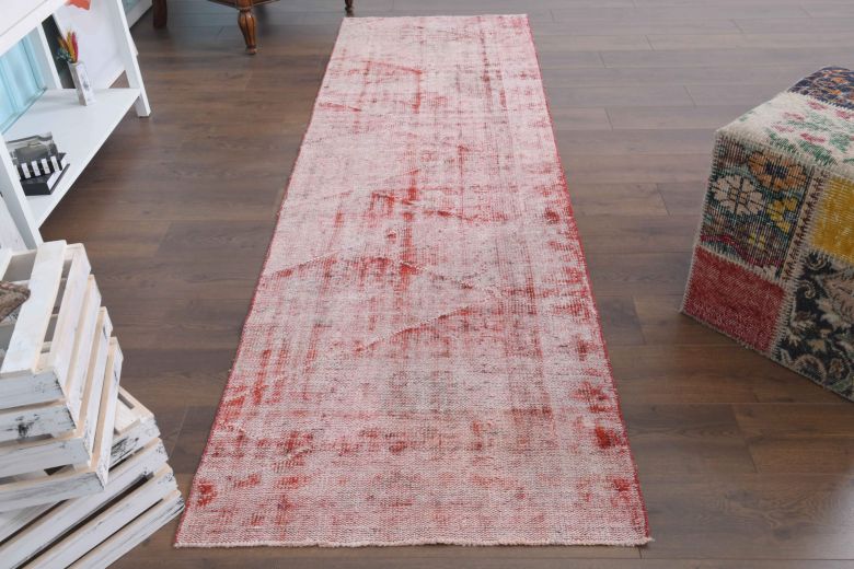 Distressed Red Vintage Anatolian Rug Runner