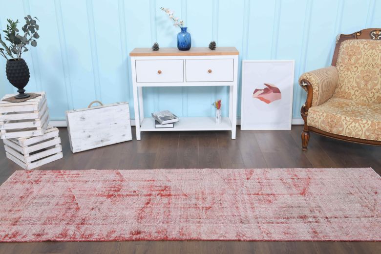 Distressed Red Vintage Anatolian Rug Runner