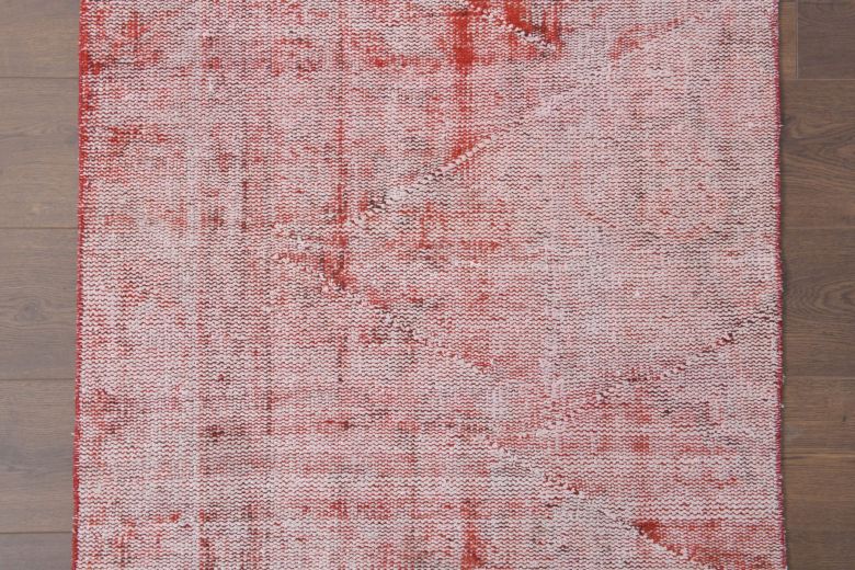 Distressed Red Vintage Anatolian Rug Runner