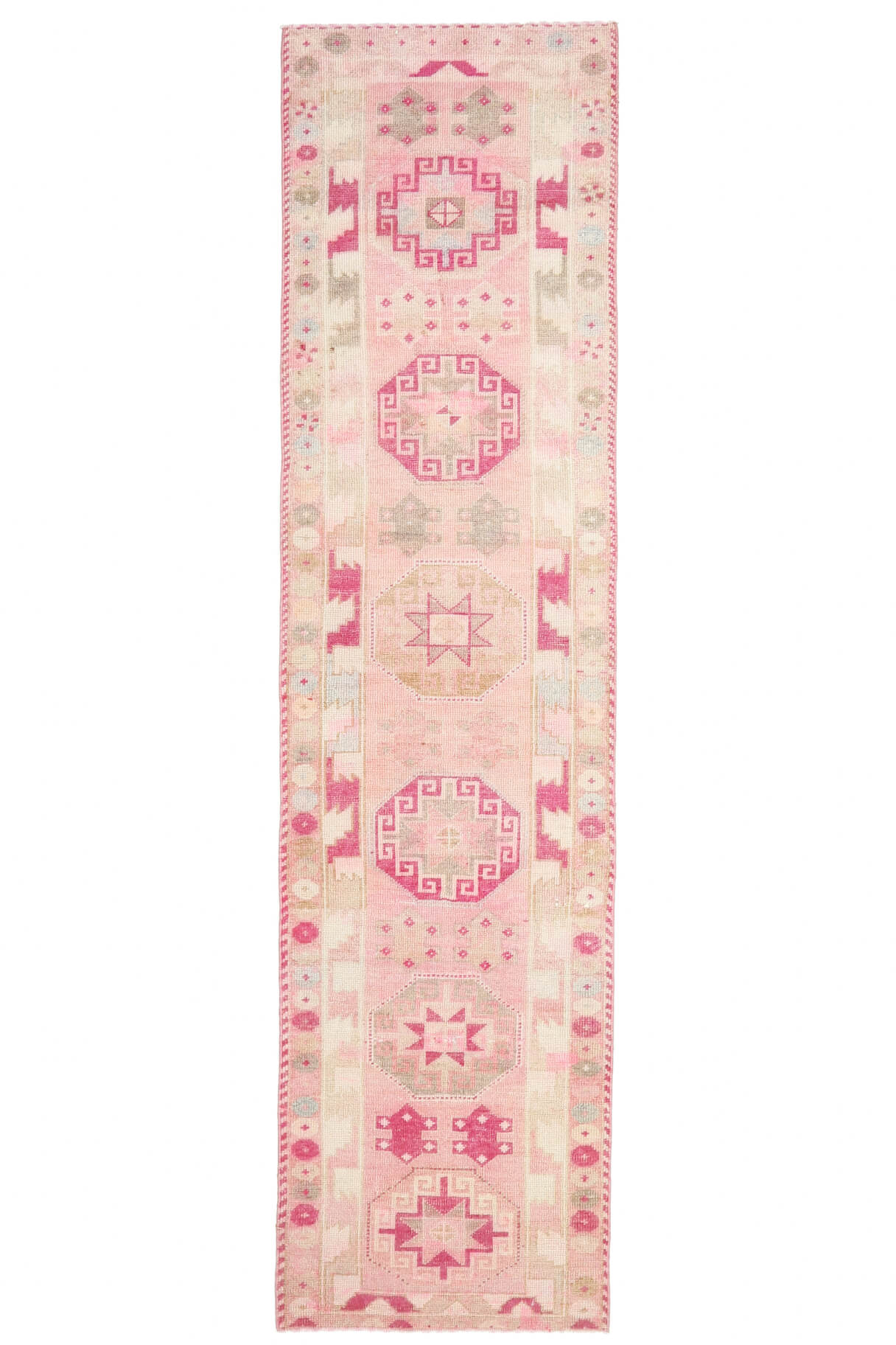 3.2 x 11.6 ft RK 7579 wool oushak rug pink rug turkish rug hand made boho rug herki runner rug vintage rug kitchen rug