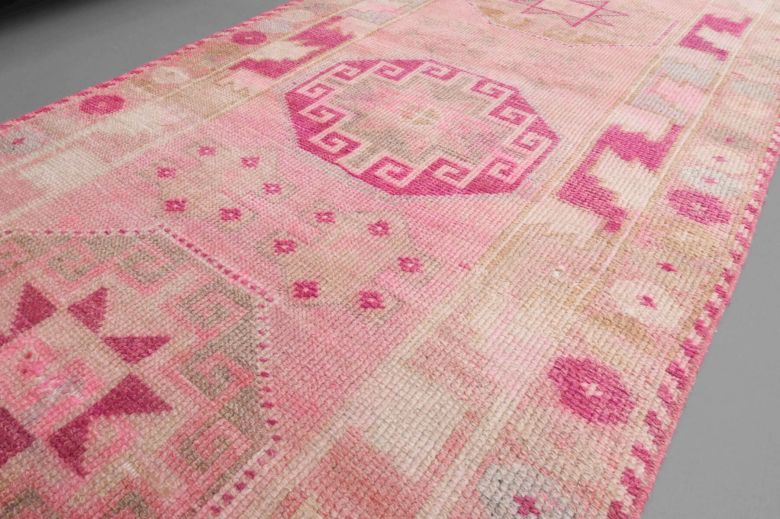 Handwoven Pink Runner of 1970s