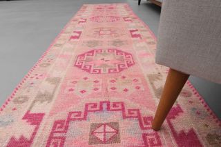 Handwoven Pink Runner of 1970s - Thumbnail