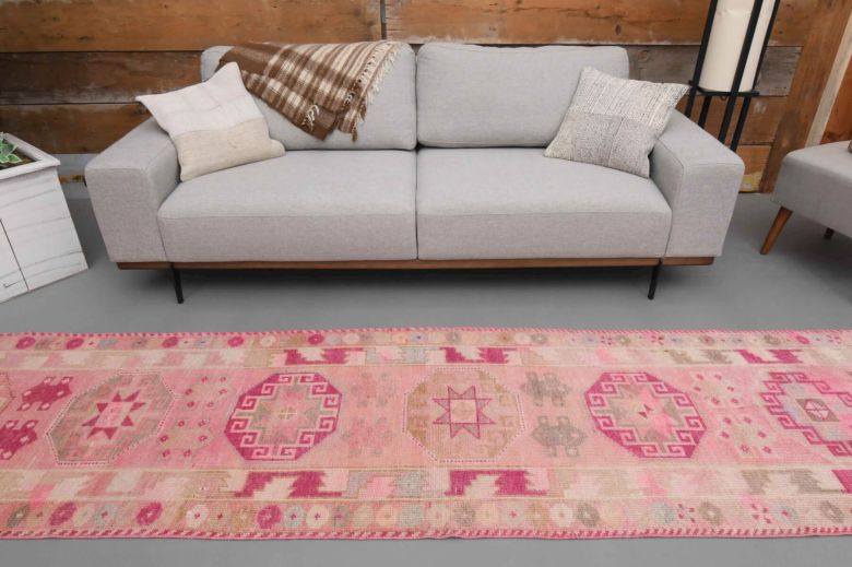 Handwoven Pink Runner of 1970s