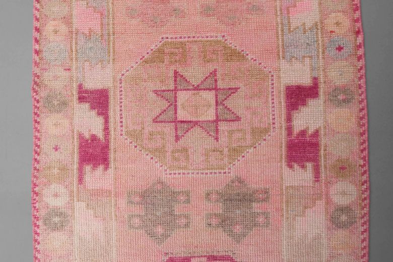 Handwoven Pink Runner of 1970s