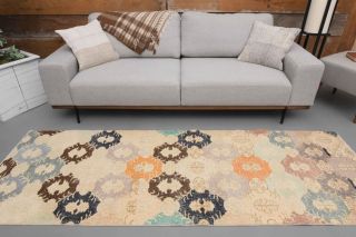 Beige Vintage Runner Rug - Thumbnail