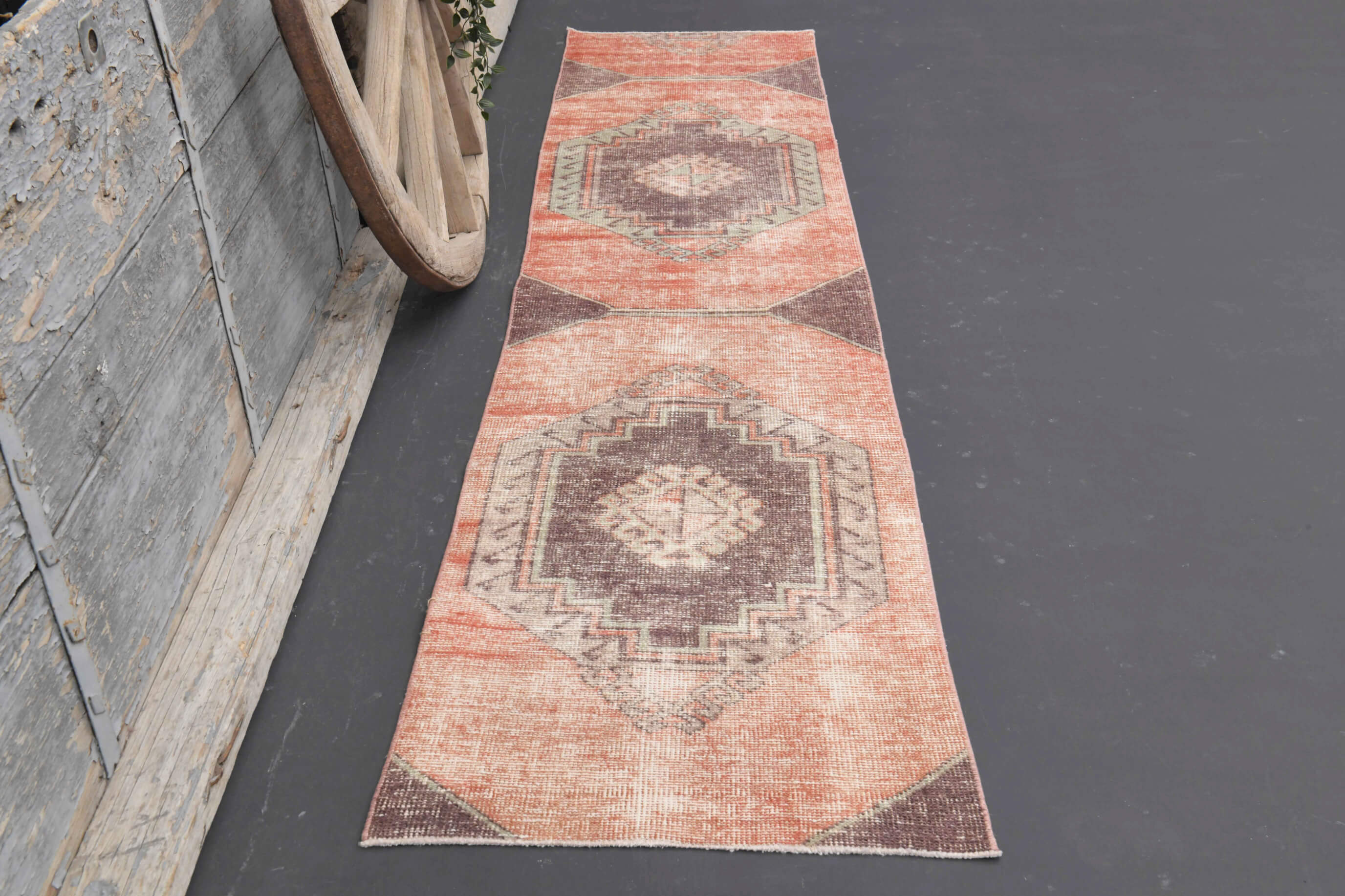turkey area rug 2.1x9.2 ft. vintage hallway rug long size rug wool rug oushak runner rug runner rug distressed rug