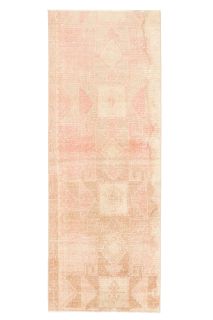 Pink Vintage Oushak Runner Rug - Thumbnail