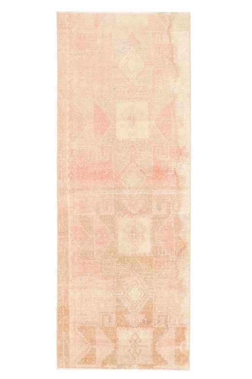 Pink Vintage Oushak Runner Rug