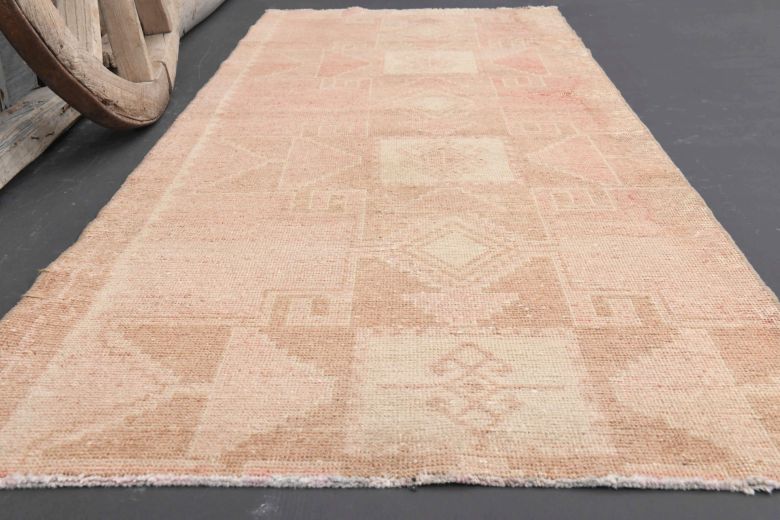 Pink Vintage Oushak Runner Rug