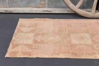 Pink Vintage Oushak Runner Rug - Thumbnail