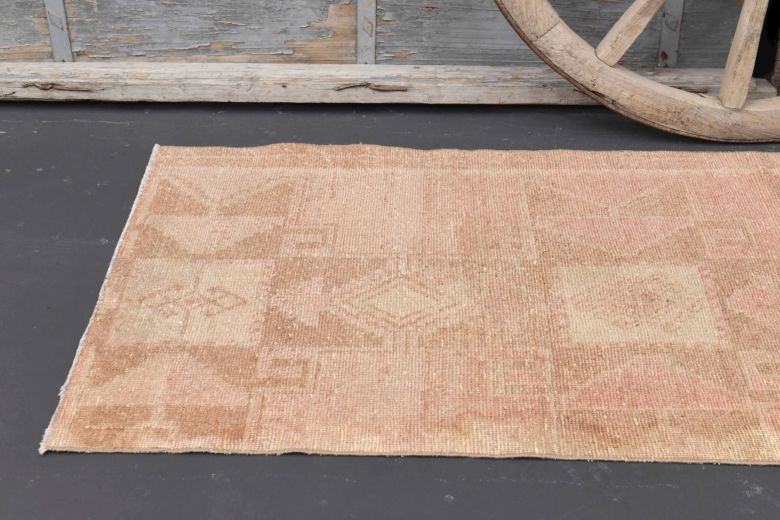 Pink Vintage Oushak Runner Rug