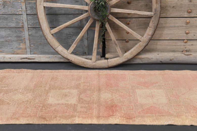 Pink Vintage Oushak Runner Rug