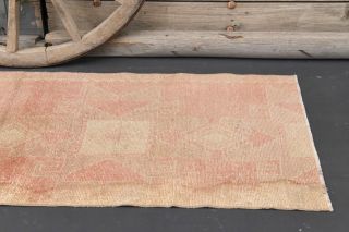 Pink Vintage Oushak Runner Rug - Thumbnail